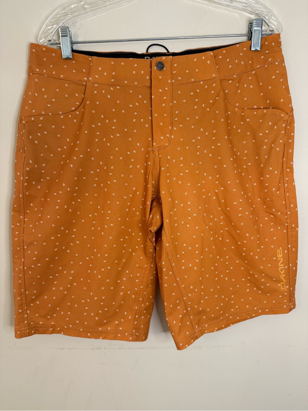 Dakine mustard yellow hybrid shorts white dashed dots LG
